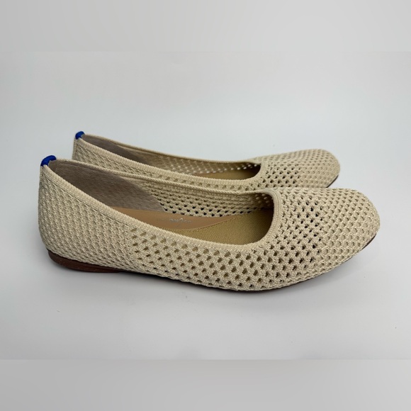 Rothy’s “The Max Square” Flat Size 8 In Conch Ivory Basketweave NWOT - Picture 2 of 9